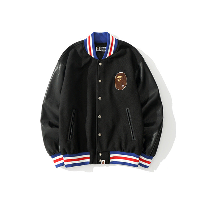Shark Print Jacket Men'S And Women'S Youth Fashion Street Baseball Jacket Jacket
