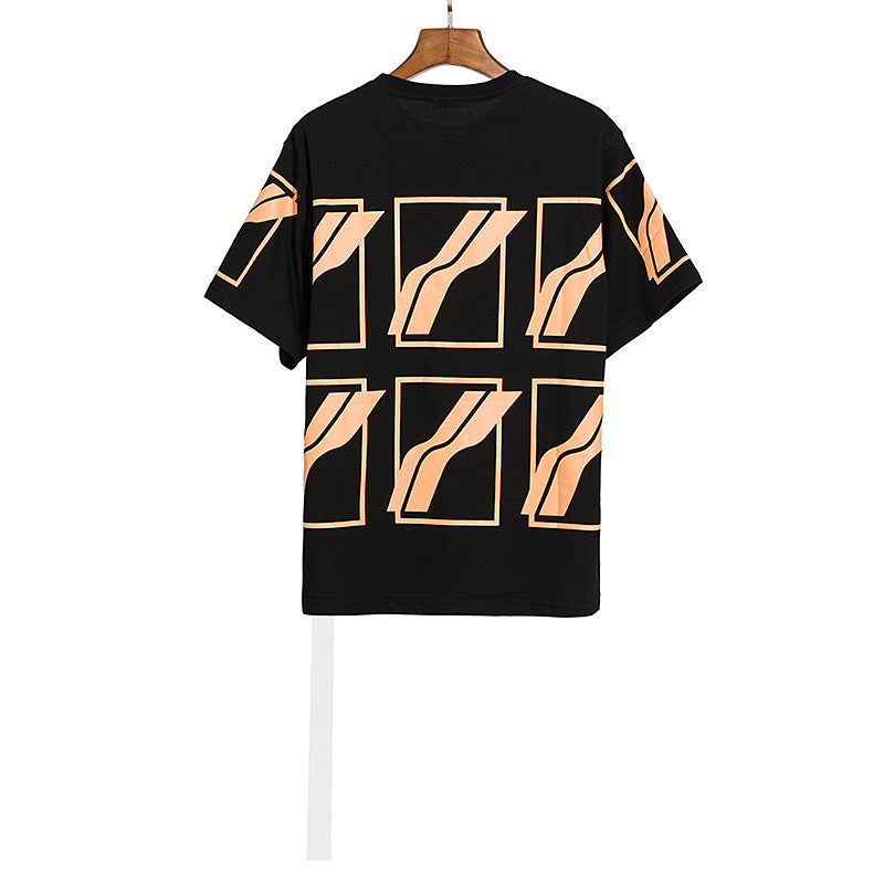 We11 Done T Shirts Color Checkered Logo Letter Offset T-shirt Loose