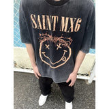 Mens Vintage T-Shirts VINTAGE Old Printed Crew Neck Short Sleeve T-Shirt