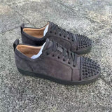 Louboutin-style red bottom shoes european station exclusive cl red bottom studded shoes embroider men's sneakers black casualcouple style