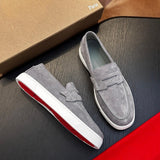 Louboutin-style red bottom shoes cl red bottom shoes mencasual loafers genuine leather slip-on loafers fashioneasiest for matchcasual shoes