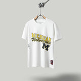 Travis Scott T Shirts x Mitchell x Ness Michigan Wolverines Hand-Drawn Short Sleeve