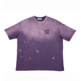 Men Vintage T-Shirts Vintage Washed Old Graffiti Loose Crew Neck Short Sleeves