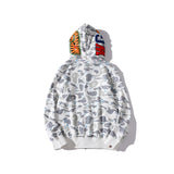 Shark Print Jacket Shark Head Luminous Starry Sky Double Hood Sweater Men And Women Zipper Fleece Padded Coat