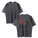 Men Vintage T-Shirts Vintage Washed Old Graffiti Loose Crew Neck Short Sleeves