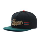 Trendy flat brimmed hat biggie large letter embroider breathable