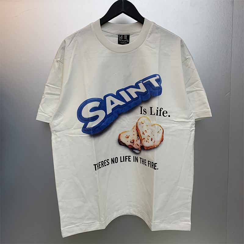 SAINT MICHAEL Vintage T Shirt Cookie Print Short Sleeve