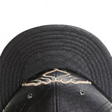 Trendy flat brimmed hat leather shade