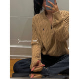 Ralph Lauren Knitted sweaters RL Ralph Pony Standard Vintage Half Zip Sweater Loose Lazy Wind Knitted