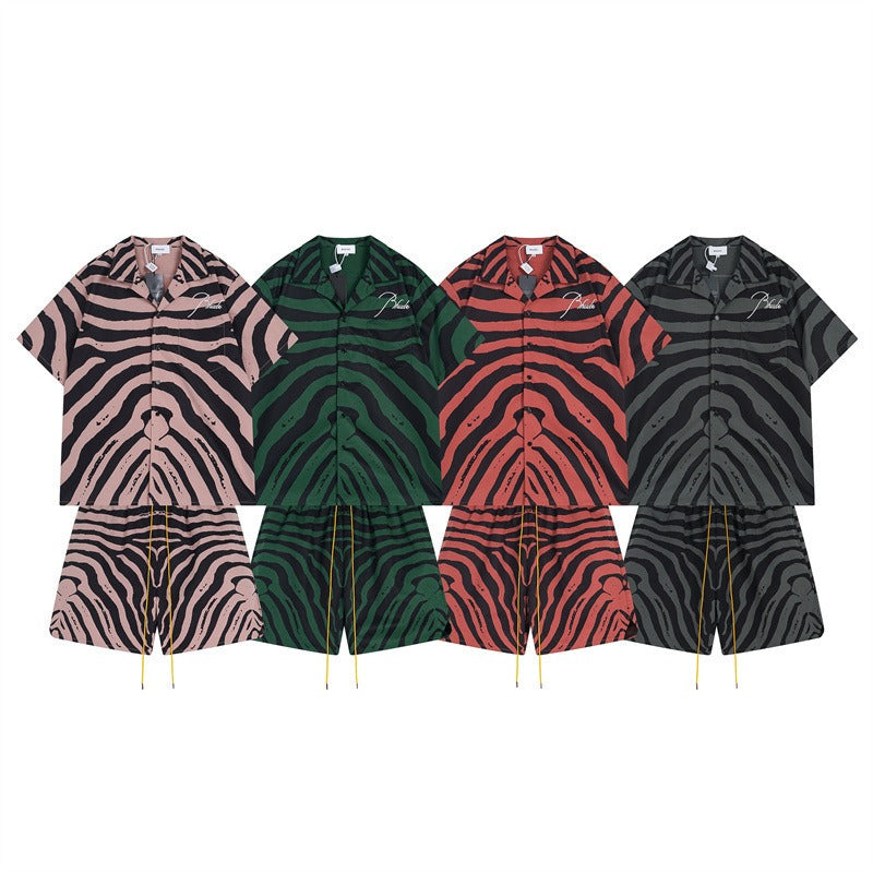 Rhude T Shirt Zebra Letter Embroidery Casual Short Sleeve Shirt, Shorts