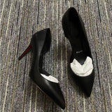 Louboutin-style red bottom shoes european station cl red bottom high heels pointed toe super high heel stiletto spring & fallflats women's shoes flatsexportplus size shoes
