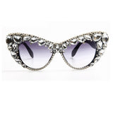Trendy punk glasses cat eyes with diamonds