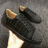 Louboutin-style red bottom shoes, popular european station cl red bottom shoes, electric embroidery style, low-top high-top men's shoes, red bottom couple, trendy rivets, casualtie back
