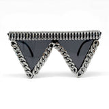 Trendy punk glasses metal chain triangle