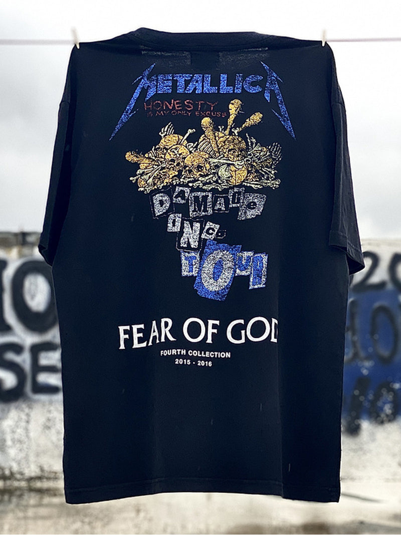 Mens Vintage T-Shirts FOG co-branded METALLICA Washed Black Tee