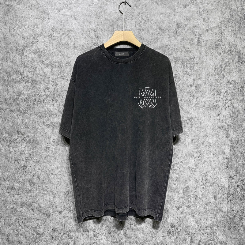 Amiri washed t-shirt damaged oil painting short sleeve