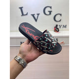 Louboutin-style red bottom shoes fashionexportcl red bottom rivets men's slippers summertrendy flip-flops lightweight non-slip beach shoes cool flip-flops