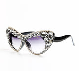 Trendy punk glasses cat eyes with diamonds
