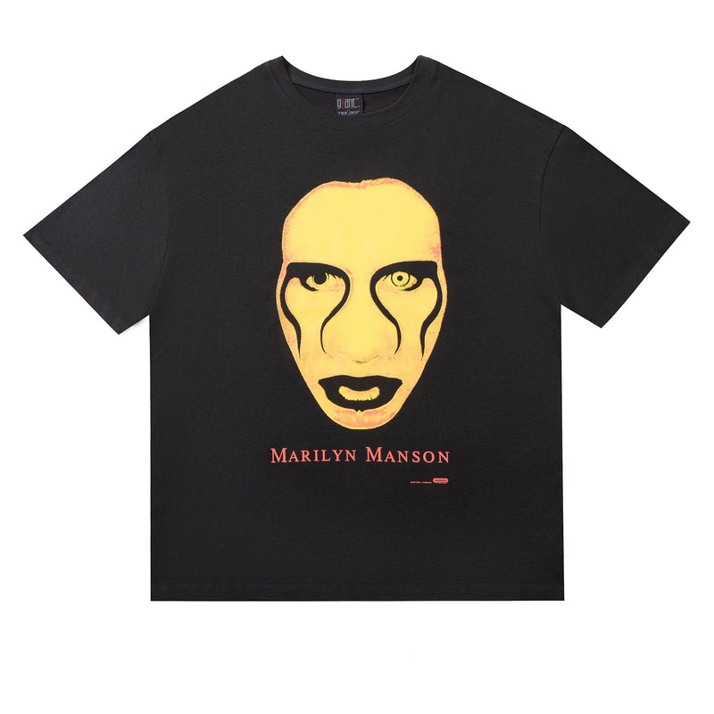 Marilyn Manson T Shirt Different Color Pupil Short Sleeve Vintage Distressed Loose Oversize