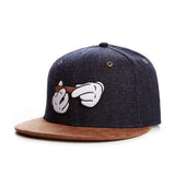 Trendy flat brimmed hat cartoon hands