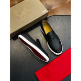 Louboutin-style red bottom shoes cl red bottom genuine leather loafers men business casual slip-on shoes easiest for matchplaid slip-on men's shoes