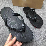 Louboutin-style red bottom shoes cl popular in stock red bottom rivets non-slip flat bottom flat heel flip-flops beach flip-flops outdoor couple factory wholesale
