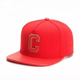 Trendy flat brimmed hat letterc leather