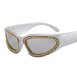 Trendy punk glasses diamond-encrusted uv protection