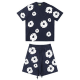 Denim Tears Outfit: T Shirt/Shorts (Separate Purchase Options) Puff Print Short Sleeve T-shirt Loose Couple Shorts Suit