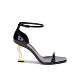 Louboutin-style red bottom shoes spring beautiful super high heel metal small square toe sandals sexy stiletto heel back empty french iron toe flats