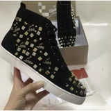 Louboutin-style red bottom shoes cl red bottom shoes european station export men's shoes rivet sneakers trendyflats breathable willow couple style