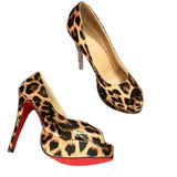 Louboutin-style red bottom shoes cl leopard print patent leather fish mouth high heels women's stiletto waterproof platform flats banquet dress women's shoes leopard print women's shoes