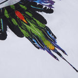 Marcelo Burlon T Shirt Peacock Colorful Feather Pattern Wide Pine European Men and Women Same Style