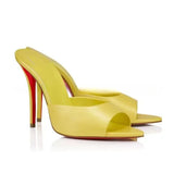 Louboutin-style red bottom shoes cmexport pointed toe cl high heels red super high heel women's stiletto open toe half drag red bottom sandals