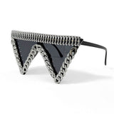 Trendy punk glasses metal chain triangle