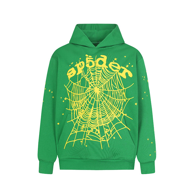 Sp5der Hoodie Cobweb Puff Print Pure Cotton