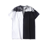 Marcelo Burlon T Shirt Black and White Stitching Wings Pattern for Men and Women