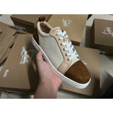 Louboutin-style red bottom shoes european cl style gridsmen's shoes cowhide rivets hot diamond low-top red bottom shoes couple sneakers casualeasiest for match