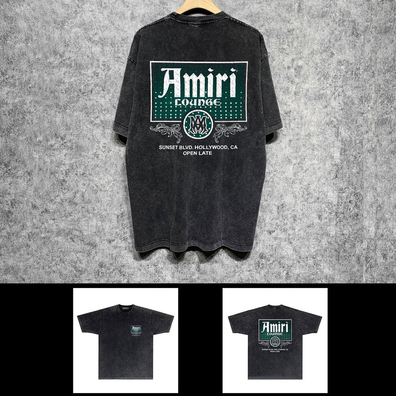 Amiri washed t-shirt flower diamond nameplate short sleeve