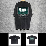 Amiri washed t-shirt flower diamond nameplate short sleeve