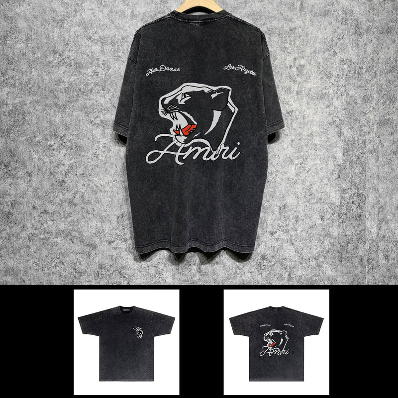 Amiri washed t-shirt black panther short sleeve