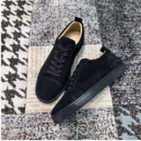 Louboutin-style red bottom shoes european station exclusive cl red bottom studded shoes embroider men's sneakers black casualcouple style