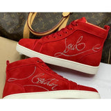 Louboutin-style red bottom shoes wintercl red bottom rivetsexport high-top sneakers tie back round toe cow suede casual shoes