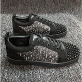 Louboutin-style red bottom shoes spring autum red bottom cl european station k-style british casual small black shoes good men's spike shoes