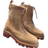 Louboutin-style red bottom shoes clworkwear short tube tie backbootsthick sole hidden heelcasualeasiest for matchsuede red bottom men's boots