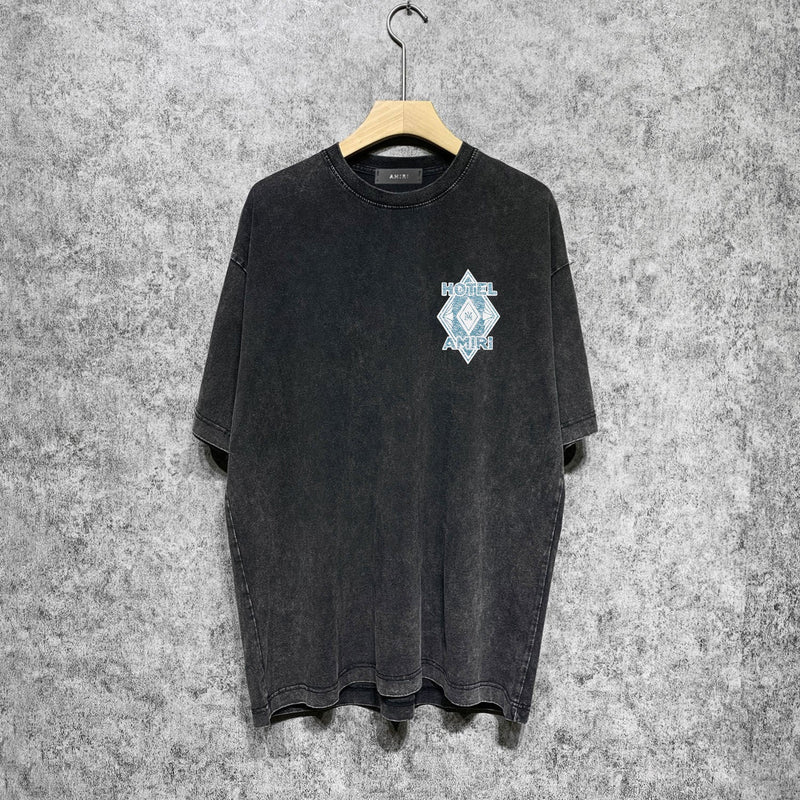 Amiri washed t-shirt medal set printing short sleeves