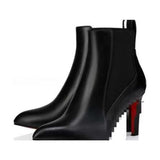 Louboutin-style red bottom shoes export red bottom women's high heels cl stiletto pointed toe short boots black short boots fashion slimming look women's shoes