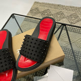 Louboutin-style red bottom shoes exclusively for clin stock red bottom rivets non-slipflats flat heel classic one-word beach sandals outdoor men's shoes