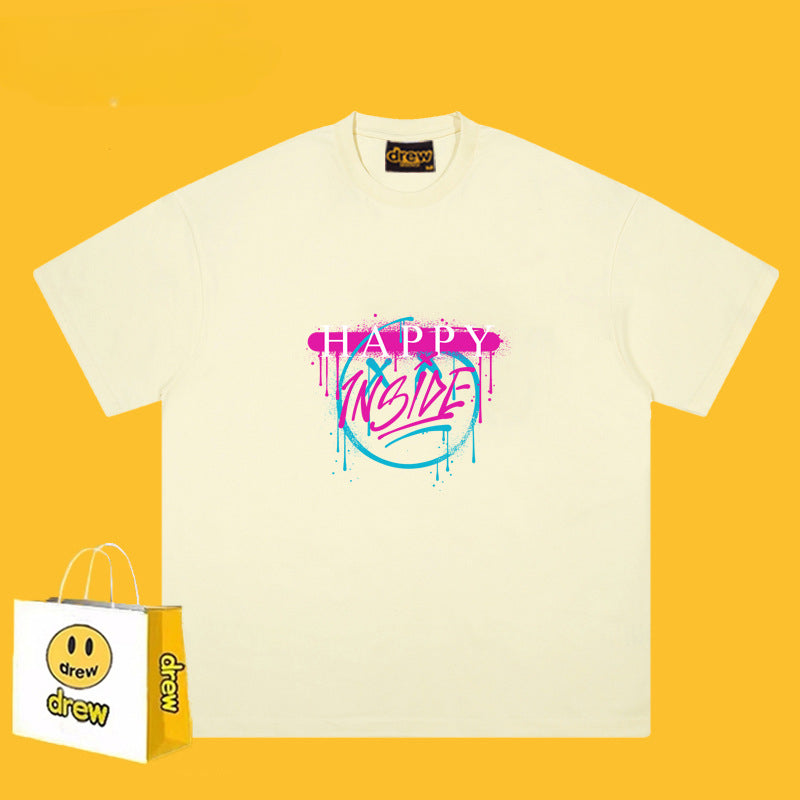 Drew T Shirts Smiley T-shirt Cotton Short Sleeve