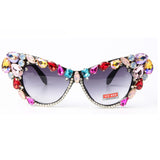 Trendy punk glasses cat eyes with diamonds